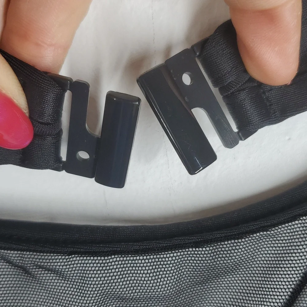 Vintage Carabella Black Mesh One-Piece Swimsuit Size 14 Sheer Panel Bathing Suit - Picture 10 of 12